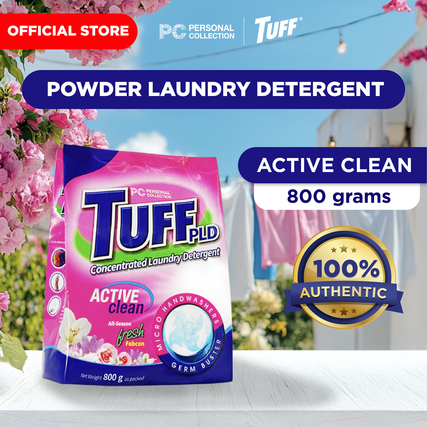 Tuff PLD Active Clean 800 g Concentrated Powder Detergent