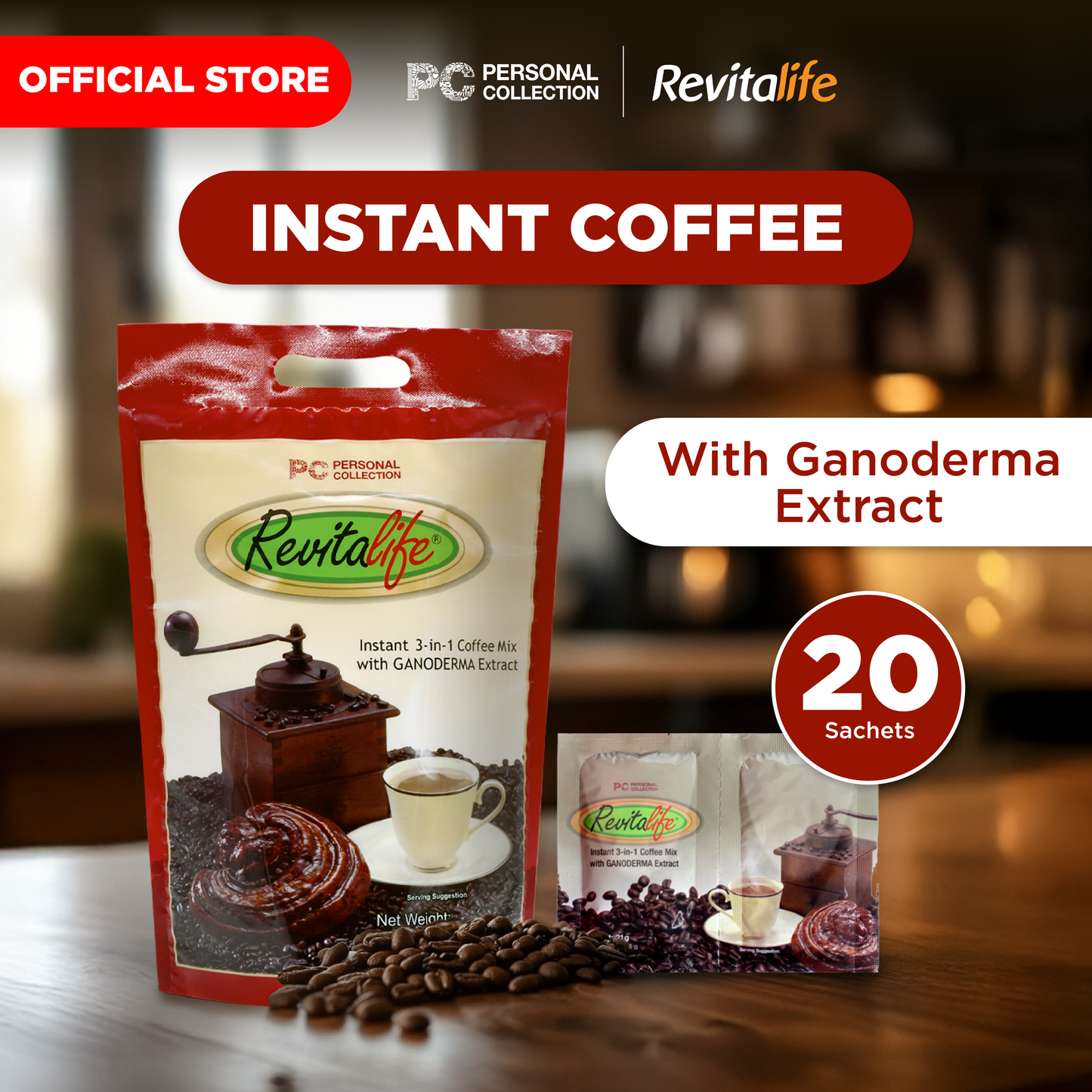 Revitalife Ganoderma 21g x 20 duo sachets/pouch
