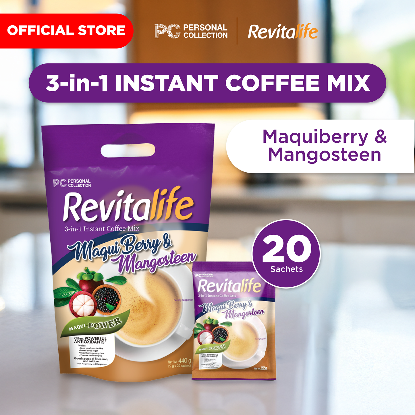 Revitalife Maqui Berry & Mangosteen 3in1 Coffee 22g