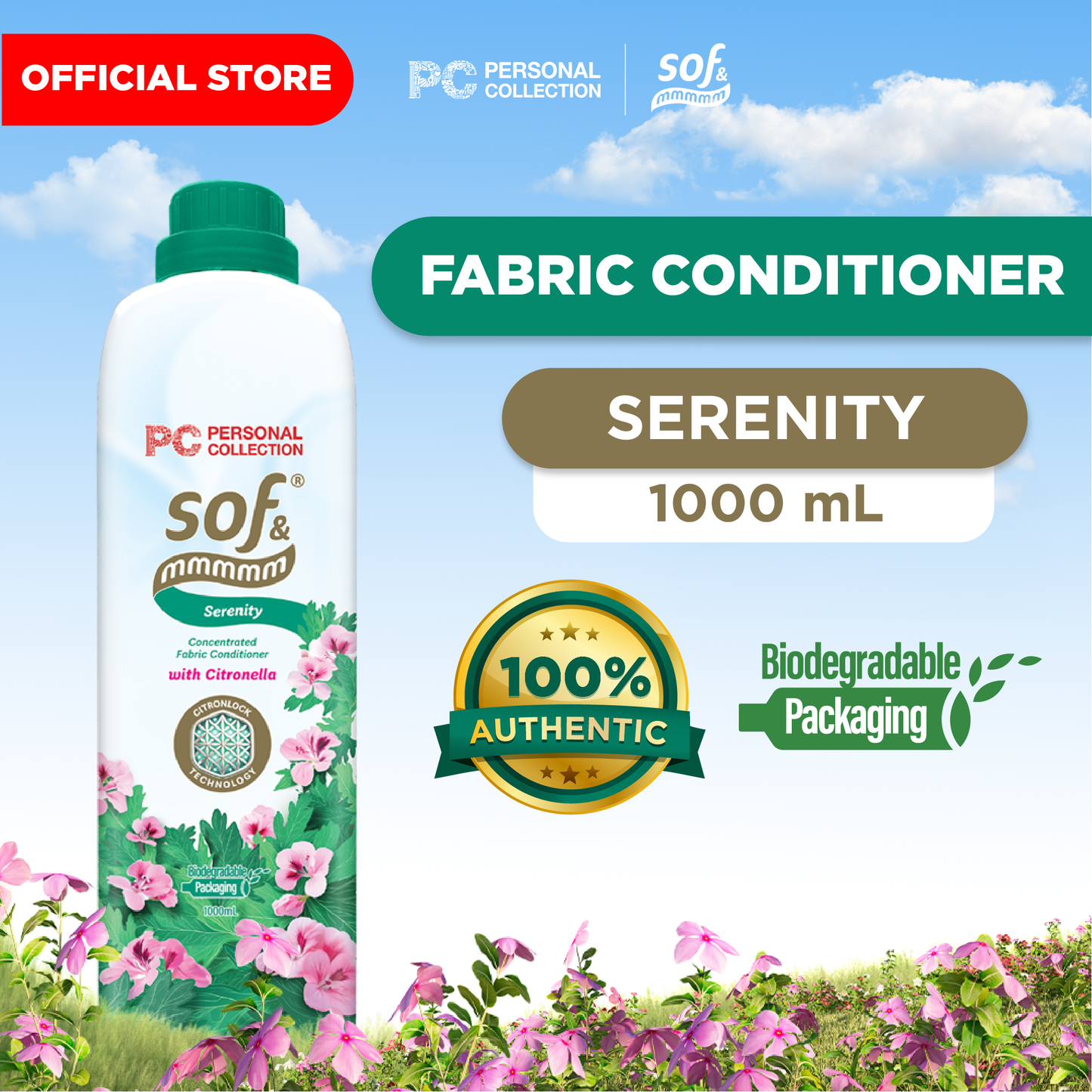 sof & mmmmm Serenity Concentrated Fabric Conditioner 1000ml
