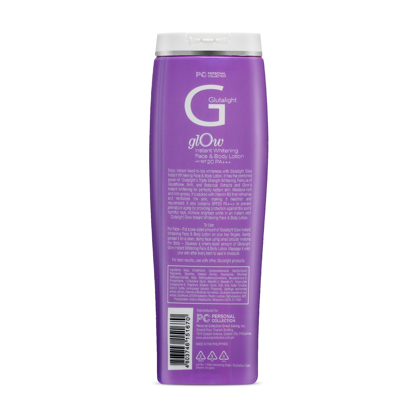 Glutalight Glow Instant Whitening Face & Body Lotion 180 mL