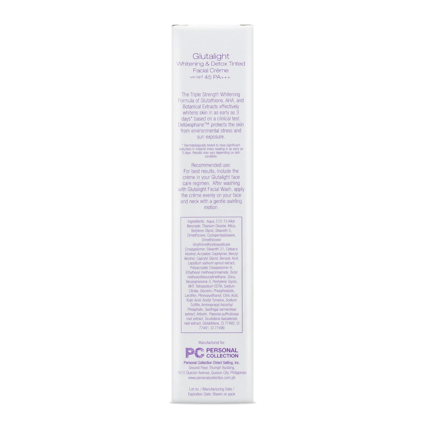 Glutalight Whitening & Detox Tinted Facial Créme 30 g