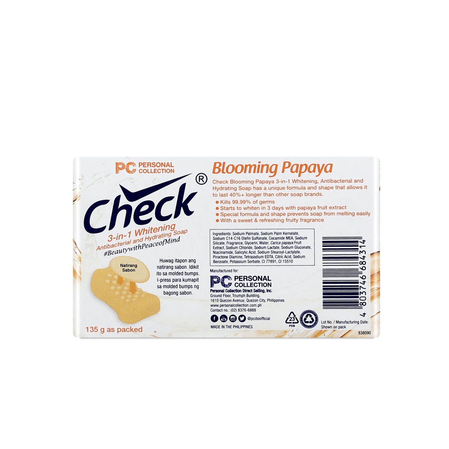 Check Antibacterial Blooming Papaya Soap - 130 g