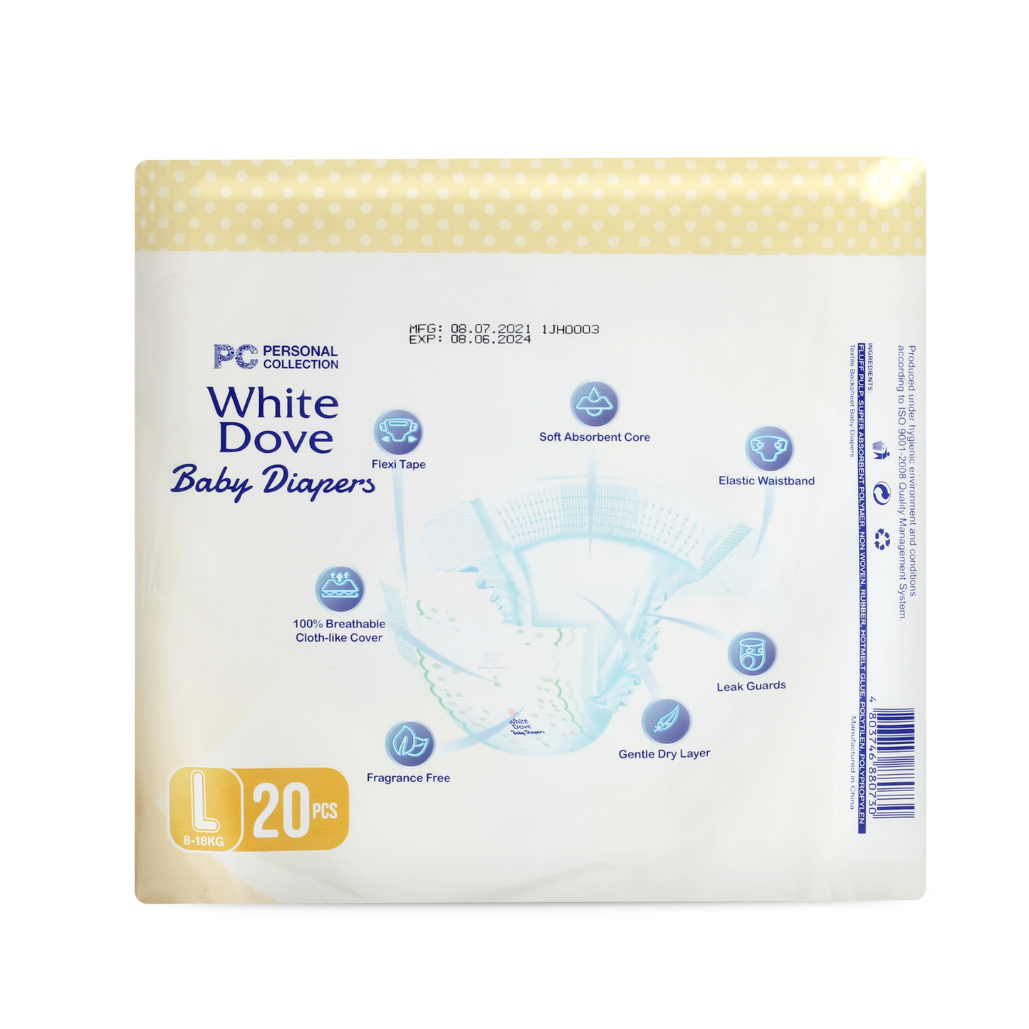 White Dove Baby Diaper Large Pack of 20's