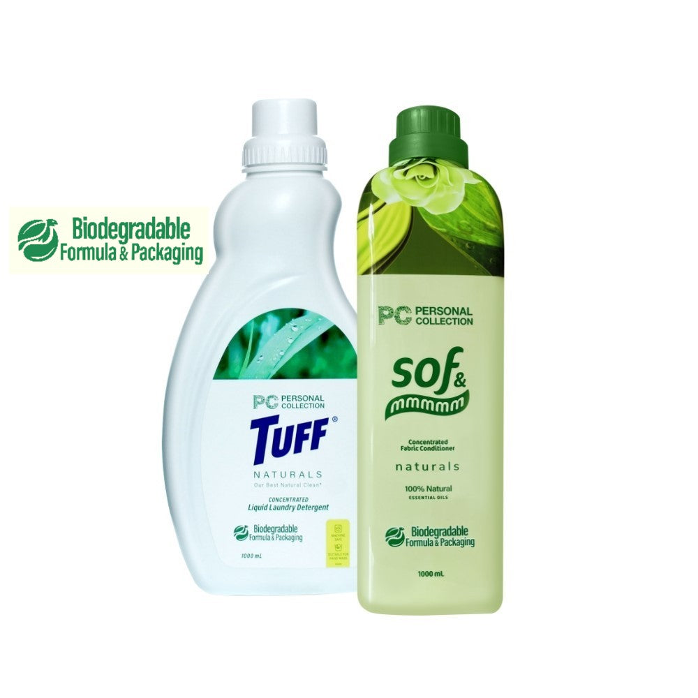 Tuff Naturals Liquid Laundry Detergent 1000 mL + sof & mmmmm Naturals Concentrated Fabric Conditioner
