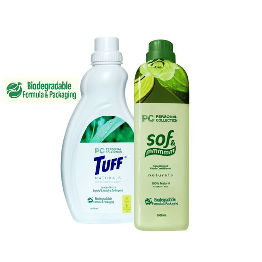 Tuff Naturals Liquid Laundry Detergent 1000 mL + sof & mmmmm Naturals Concentrated Fabric Conditioner