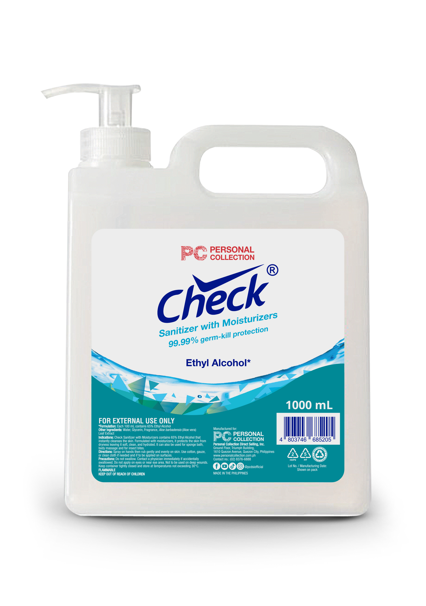 CHECK Sanitizer with Moisturizers Ethyl Alcohol 1000 mL