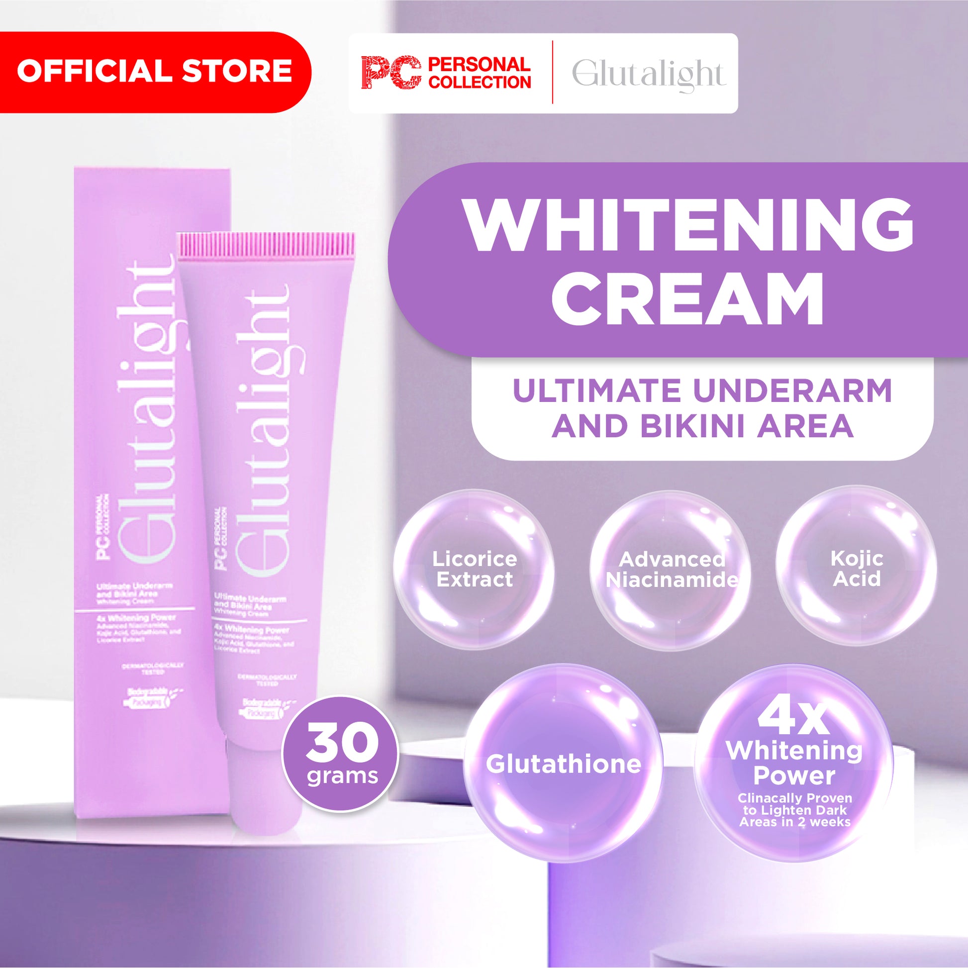 Glutalight Ultimate Underarm & Bikini Area Whitening Cream 30g PC Starter Glutalight Ultimate Underarm & Bikini Area Whitening Cream 30g PC Starter