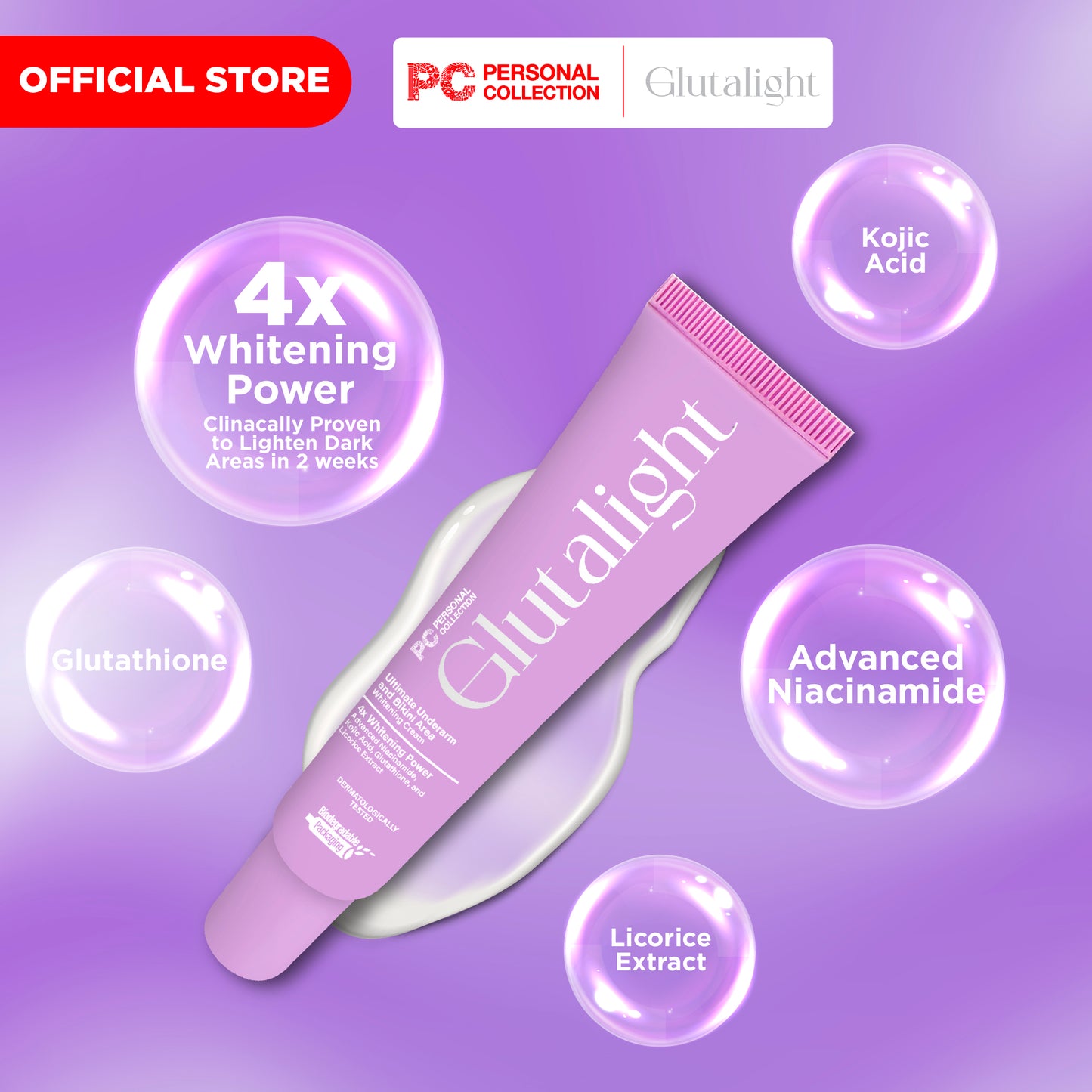 Glutalight Ultimate Underarm & Bikini Area Whitening Cream 30g