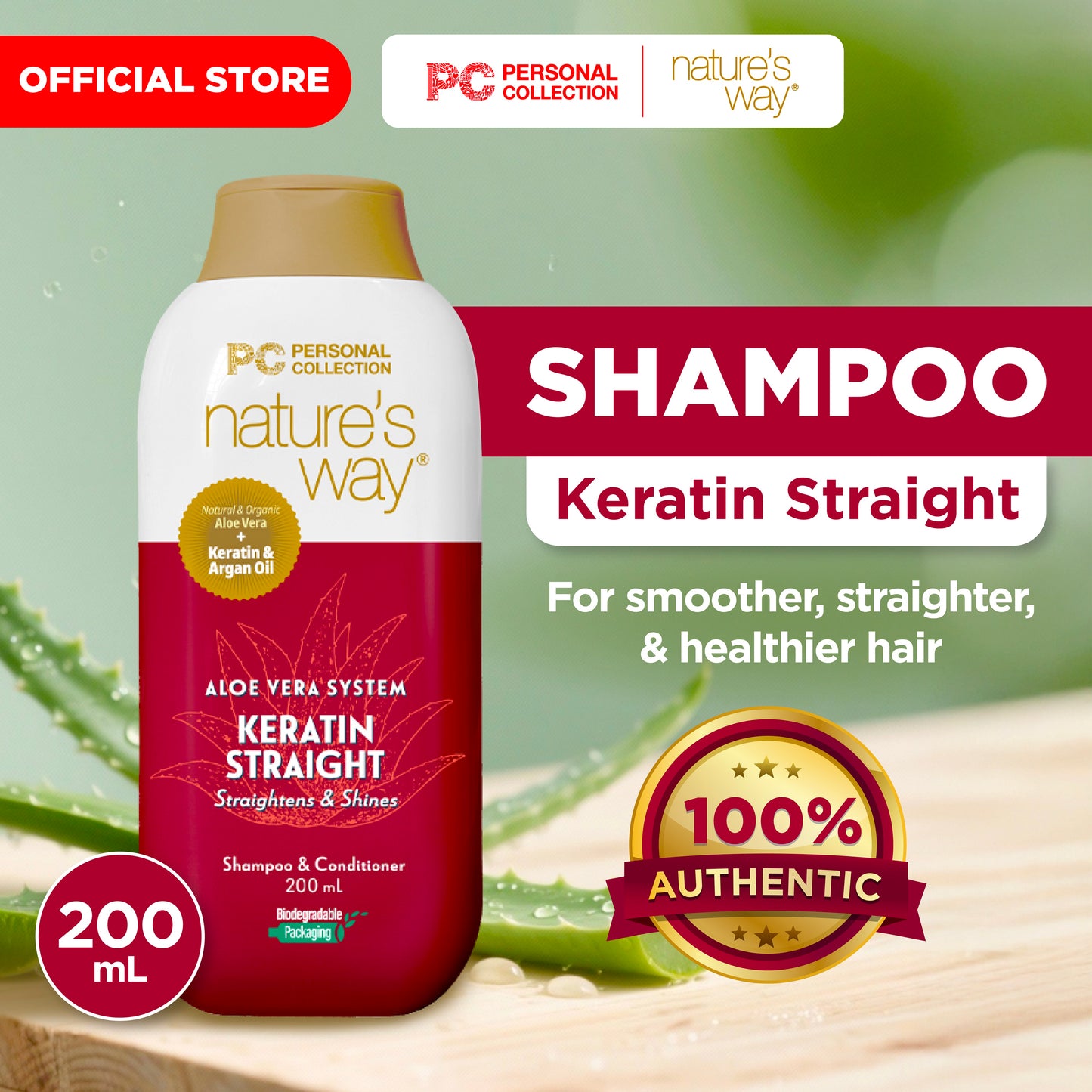 NATURE'S WAY ALOE VERA SHAMPOO KERATIN STRAIGHT 200 ML