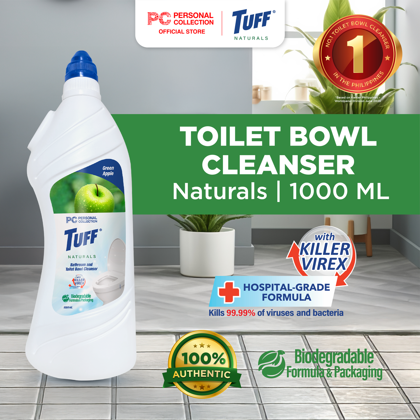 Tuff Naturals Bathroom & Toilet Bowl Cleanser 1000 mL