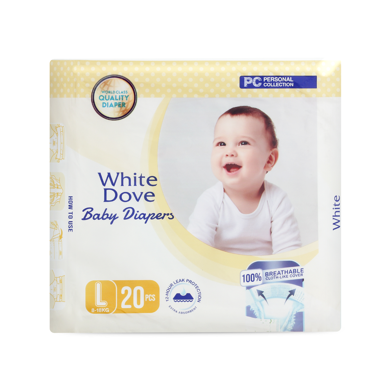 White Dove Baby Diaper Large Pack of 20's PC Starter