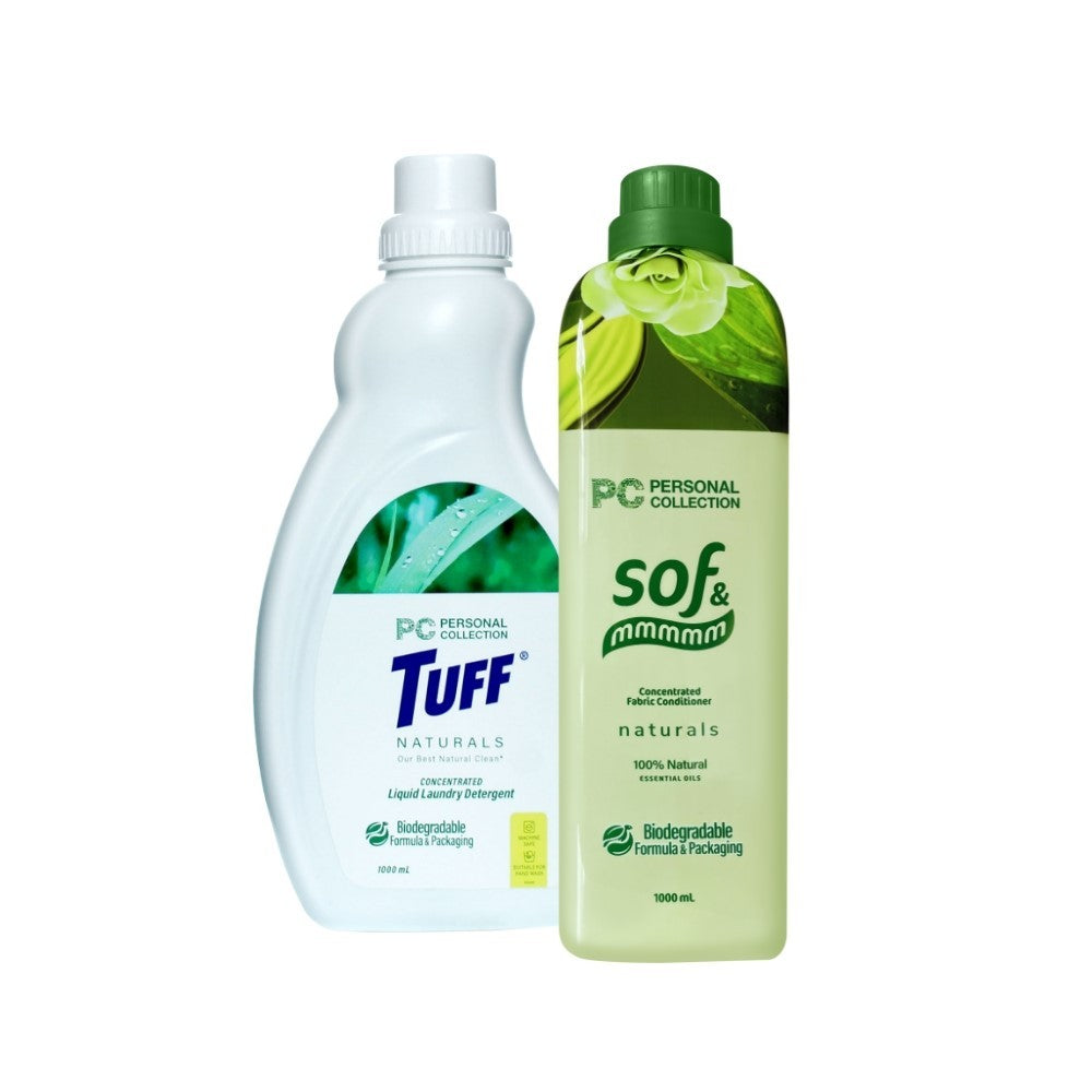 Tuff Naturals Liquid Laundry Detergent 1000 mL + sof & mmmmm Naturals Concentrated Fabric Conditioner